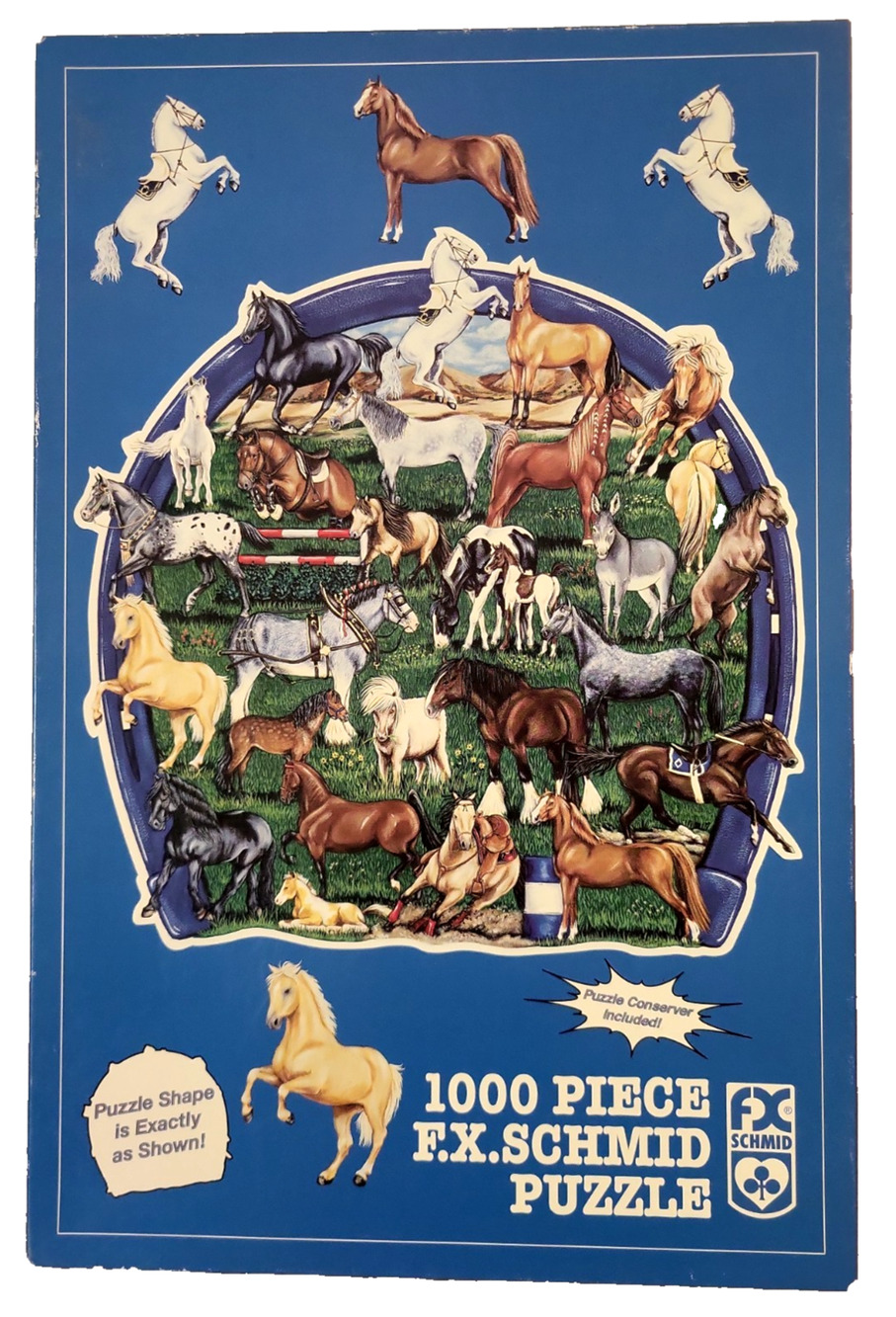 VTG Jigsaw Puzzle Horses 1,000 Pieces Horsing Around Equestrian FX Schmid 22x23"